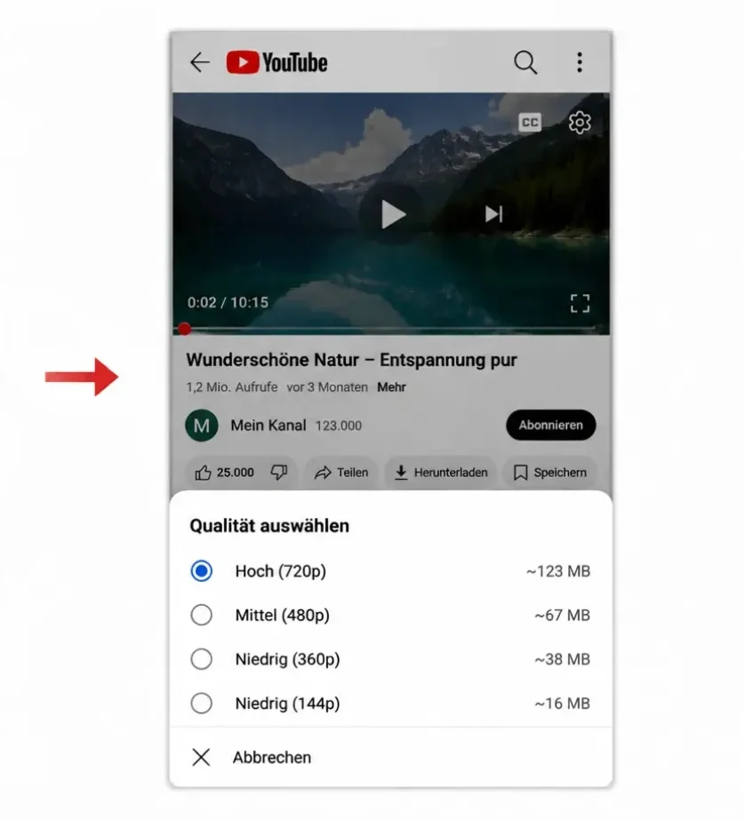 falls verfügbar wahle die gewünschte videoqualitat aus e1789477316765