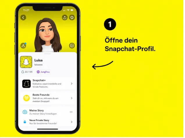 öffne dein snapchat profil