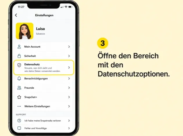 öffne den bereich mit den