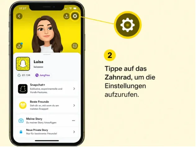 tippe auf das zahnrad