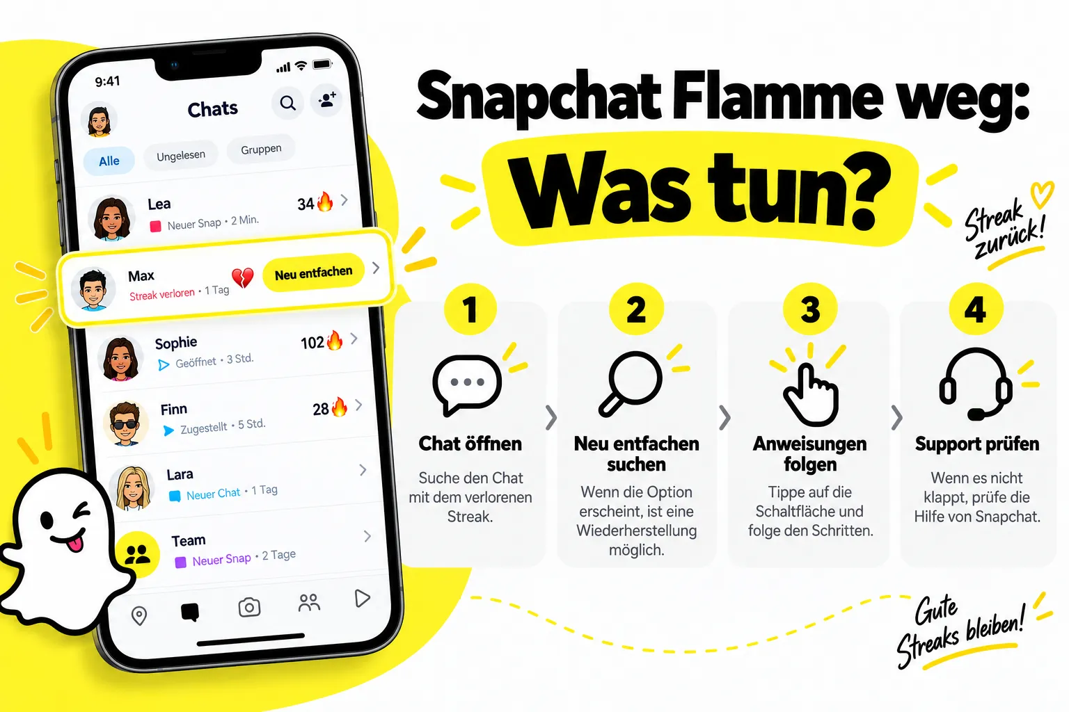 snapchat flamme weg was tun