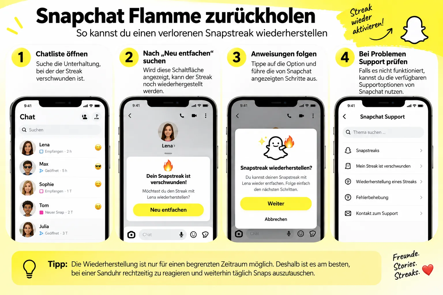 snapchat flamme zurückholen