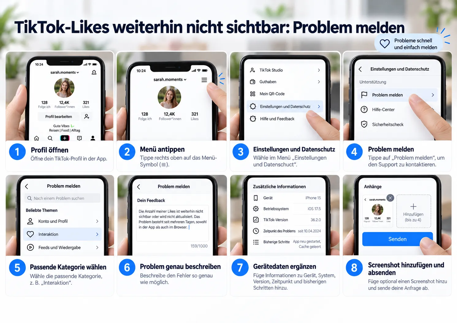 TikTok-Likes werden nicht angezeigt: Ursachen und Lösungen 2026 4 tiktok likes weiterchin sichbar problem melden