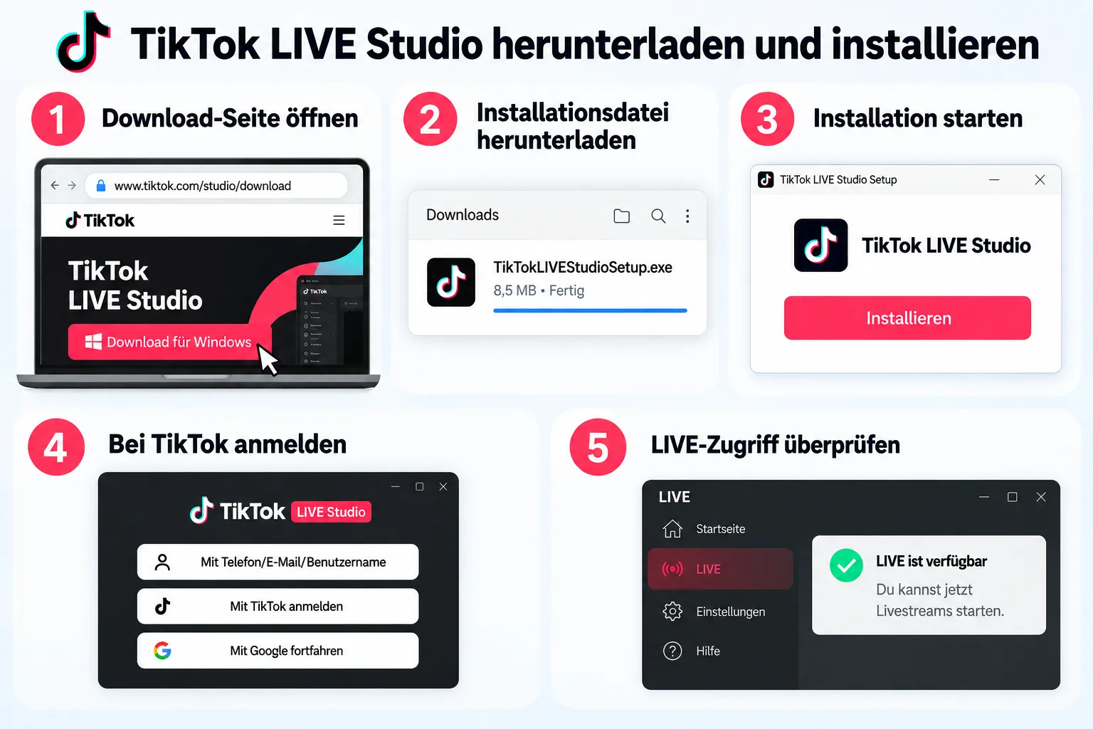 TikTok LIVE Studio: So startest du deinen Livestream am PC 3 tiktok live studio herunterladen installieren